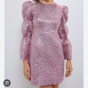 Chic Long Sleeve Pink Dress